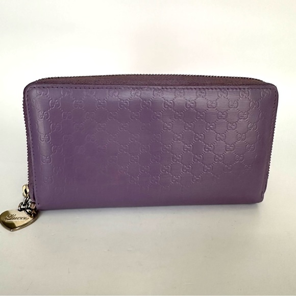 💯 GUCCI Violet Monogram Leather Zippered Wallet on Chain w/ auth cert - Picture 3 of 14